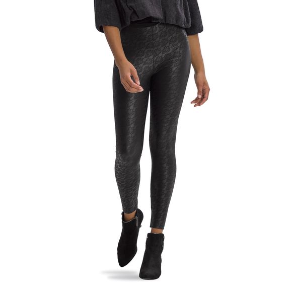 HUE Other - HUE Lacy Leatherette Hi Rise Leggingsse